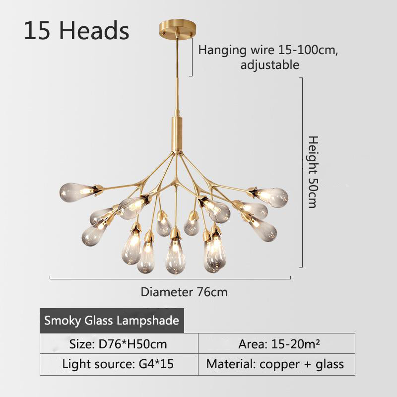 Lights of Scandinavia - Inflorescence - Nordic luxury copper LED chandelier. Modern lighting for dining rooms, hallways or why not light up the entrance hall? Luxury LED Chandelier Lighting Firefly Dining Living Room Creative Hanging Lamp Modern Bedroom Home Deco Fixtures