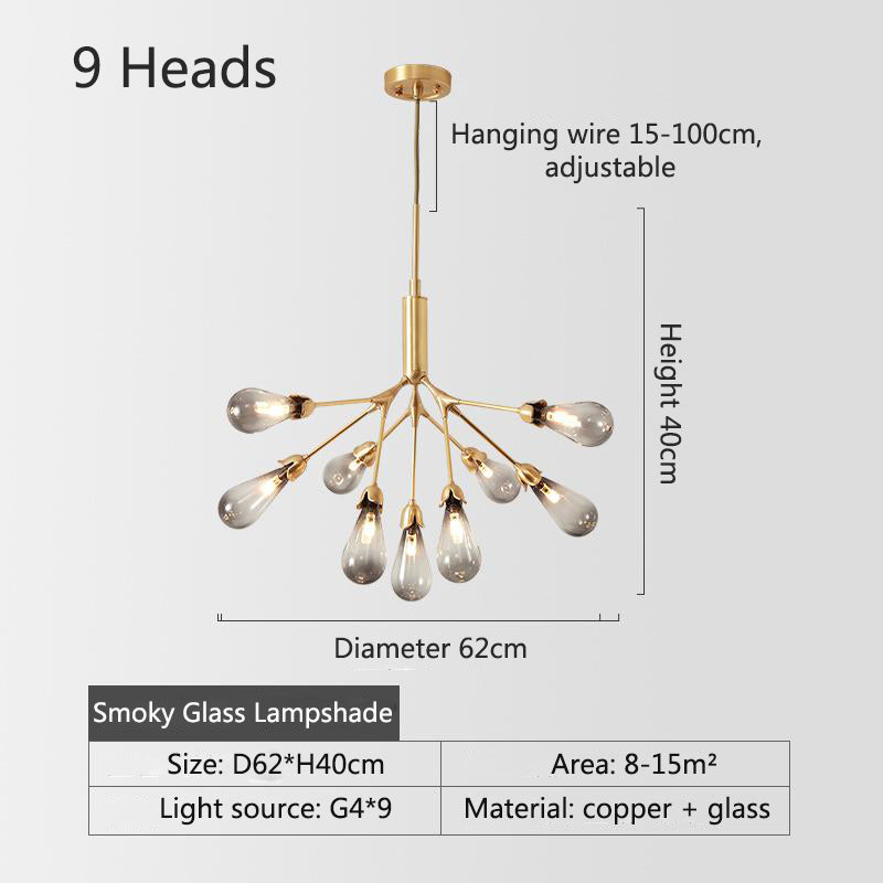 Lights of Scandinavia - Inflorescence - Nordic luxury copper LED chandelier. Modern lighting for dining rooms, hallways or why not light up the entrance hall? Luxury LED Chandelier Lighting Firefly Dining Living Room Creative Hanging Lamp Modern Bedroom Home Deco Fixtures