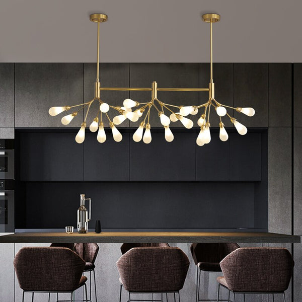 Lights of Scandinavia - Inflorescence - Nordic luxury copper LED chandelier. Modern lighting for dining rooms, hallways or why not light up the entrance hall? Luxury LED Chandelier Lighting Firefly Dining Living Room Creative Hanging Lamp Modern Bedroom Home Deco Fixtures