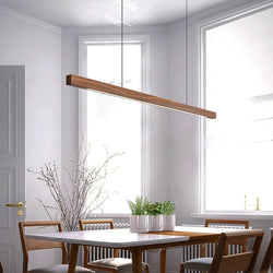 Lights of Scandinavia - Lindö - Modern long hanging dining room pendant light ala Nordic style. Will also make a good fit for office areas, restaurants and bars. Pine wood or black walnut Use the included remote to change color temperature between cold, neutral and warm light.